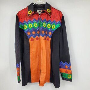 On The Rail Multicolor Western Pleasure Horsemanship Western Zip Show Shirt Top